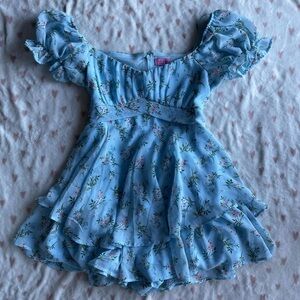 Blue Floral Ruffly Romper